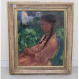 C Kingho**er - a half-length portrait, young women with plaits  oil on canvas  bears a signature &