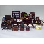 Dolls house furniture and accessories: to include dining room and parlour furnishings