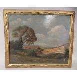 WB Rowe - a landscape with quarry workings and a farm building  oil on board  bears a signature &