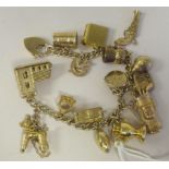 A 9ct gold curb link charm bracelet  approx.45.7grms