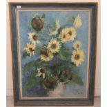 Chri**tia A - sunflowers  oil on canvas  bears a signature  35" x 27"  framed