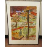 After Bob Dylan - a figure in a formal garden setting  Limited Edition 282/295 coloured print  bears