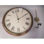 A late 19thC mahogany cased dial timepiece, in a turned surround with a brass bezel; the single