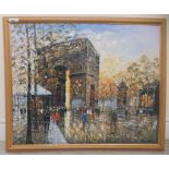 * Burnett - a Parisian street scene with figures  oil on board  bears a signature  20" x 24"  framed