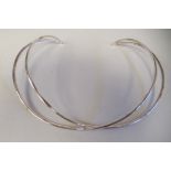 A Georg Jensen silver wire, double hoop necklet  cased & boxed