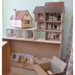 A modular period design timbered dolls house, on two/three floors  approx. 36"h overall