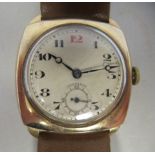 A vintage Longines 9ct gold cased wristwatch, faced by an Arabic dial with subsidiary seconds, on