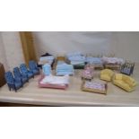 Dolls house furniture and accessories: to include bedroom furnishings