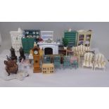 Dolls house furniture and accessories: to include painted kitchen and breakfast room furnishings