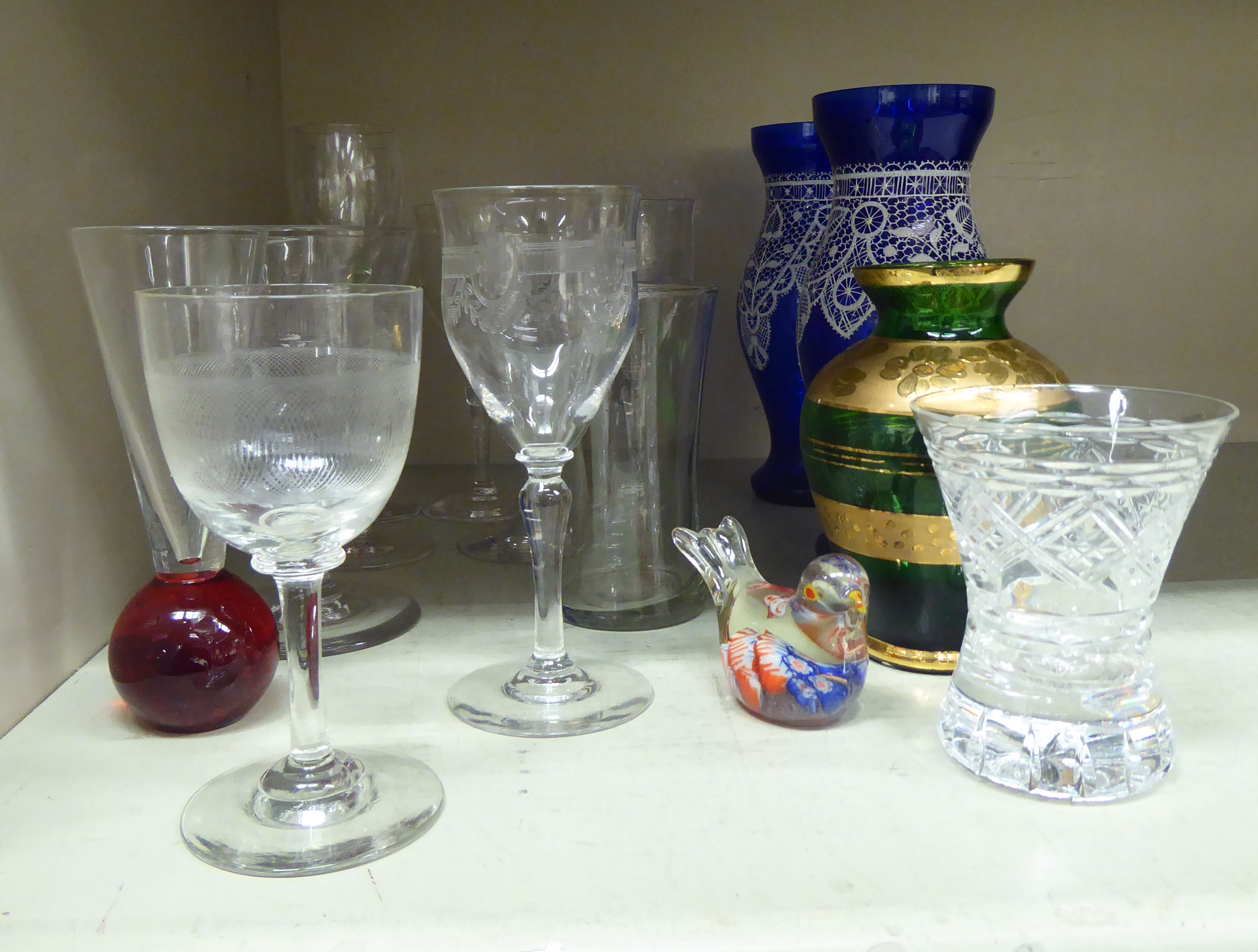 Glassware: to include two cotton twist pedestal glasses