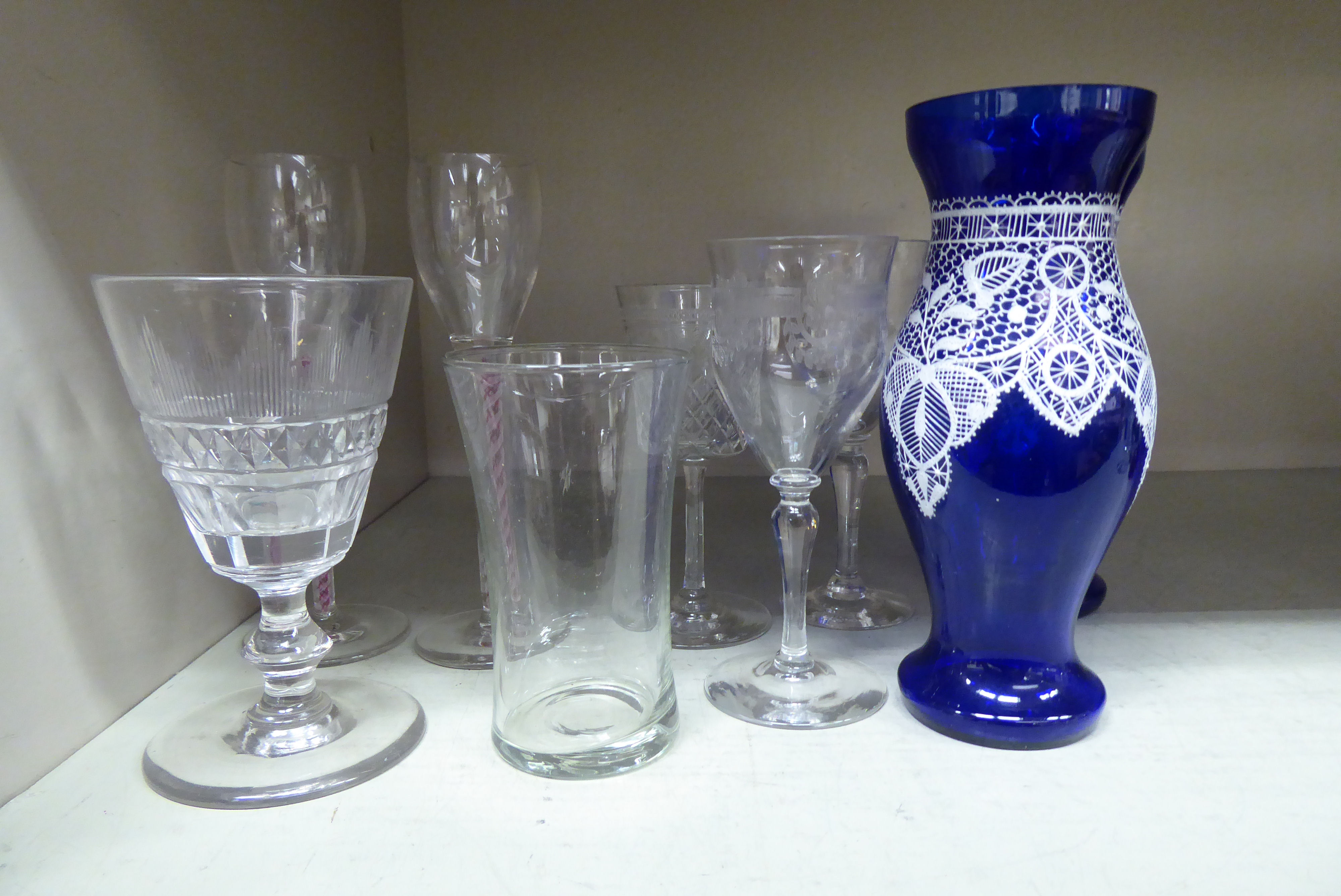 Glassware: to include two cotton twist pedestal glasses - Image 2 of 2