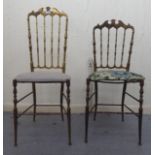 Two similar brass framed Chiavari style chairs