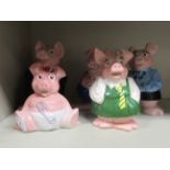 A family of five Wade china NatWest 'Piggy' banks: to include 'The Baby'  5"h