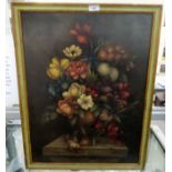 20thC Dutch School - a still life study, flowers in a vase  oil on board  25" x 19"  framed