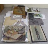 An uncollated folio of finished and unfinished works, still life and portraits  mixed media  some