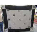 Three Hermes style Cashmere and wool throws  various sizes and a matching cushion