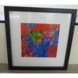 Colin R Poynter - an abstract study in bright colours  mixed media  bears a signature & dated '08