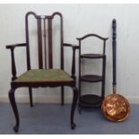 Small furniture: to include an Edwardian mahogany bedroom chair, raised on cabriole forelegs