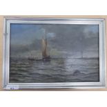 J Moroedell - a seascape  oil on board  bears a signature  7.5" x 12"  framed