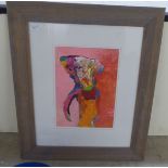 In the manner of Colin R Pounter - an abstract study, a figure  mixed media  11" x 15"  framed