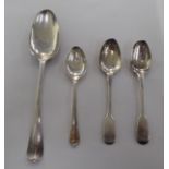 Silver flatware: to include a Georgian Old English pattern tablespoon  London 1767