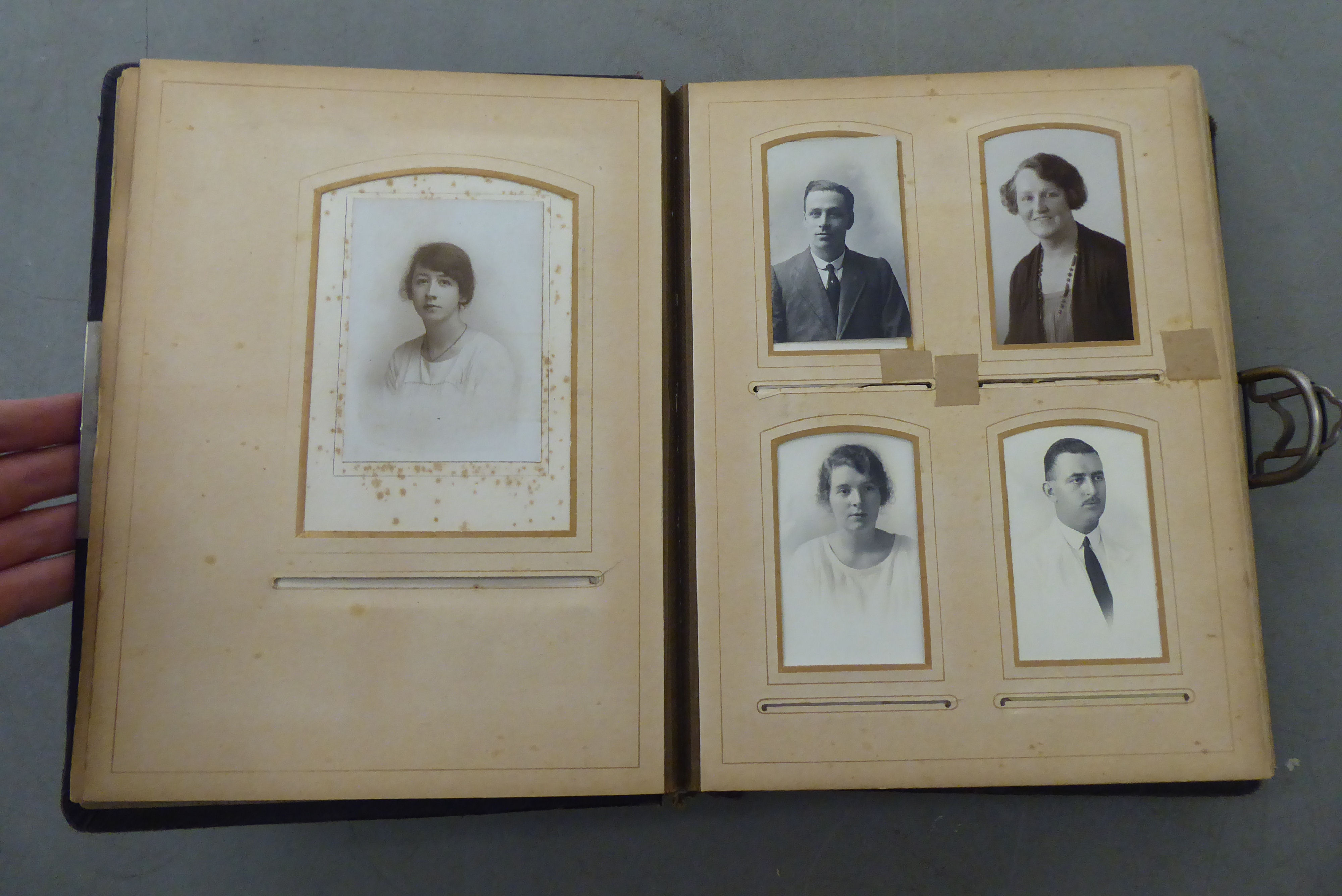 A miscellany of late 19thC and 20thC monochrome photographs, some in a dedicated portrait album: - Image 2 of 6