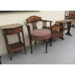 Small furniture: to include an Edwardian mahogany corner chair, raised on cabriole legs