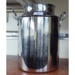 A modern stainless steel twin handled milk churn  12"h