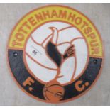 A cast and painted metal sign 'Tottenham Hotspur'  9"dia