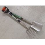 A Green Blade stainless steel garden fork and spade