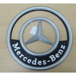 A modern painted cast metal sign 'Mercedes Benz'  12"dia