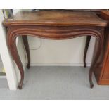 A late 19thC French inspired walnut serpentine front side table, raised on cabriole legs  29"h  33"w