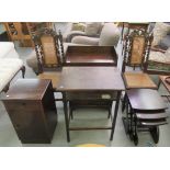 Small furniture: to include a 1930s oak glazed bookcase  34"h  24"w