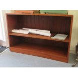 A modern North American hardwood finished two tier, open front bookcase  30"h  45"w