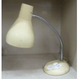 A H Terry & Sons Ltd of Redditch, cream coloured desk-top reading lamp with an adjustable stem and