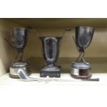 Four various silver plated, golf related trophies