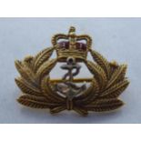 A 9ct gold naval brooch