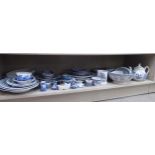 Blue and white ceramics: to include a late Victorian china Meissen style Onion pattern plate  14"dia