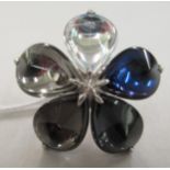 A Baccarat silver fleurs de psychedelic petal design ring  boxed