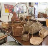 Wicker and cane baskets  various shapes and sizes