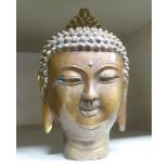 A modern bronze model, a Thai Buddha head  5"h
