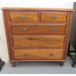 An Edwardian walnut dressing chest with two short/three long drawers, raised on turned legs  40"h