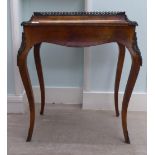 A late 19thC Louis XV inspired, kingwood, satinwood string inlaid, floral marquetry jardinière table