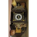 A modern European inspired mahogany cased and gilt metal decorated wall clock; the movement faced by
