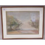 WB Rowe - a landscape with cattle watering by a pond  watercolour  bears a signature  9.5" x 13.