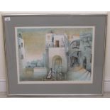 After Eva Frischer - a Mediterranean study of a balcony  Limited Edition */2 coloured print  bears a