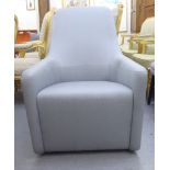 A modern Walter Knoll grey fabric upholstered high back armchair