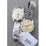 Two stainless steel cased wristwatches, viz. a Cyma and a Pinnacle, each faced by an Arabic dial and