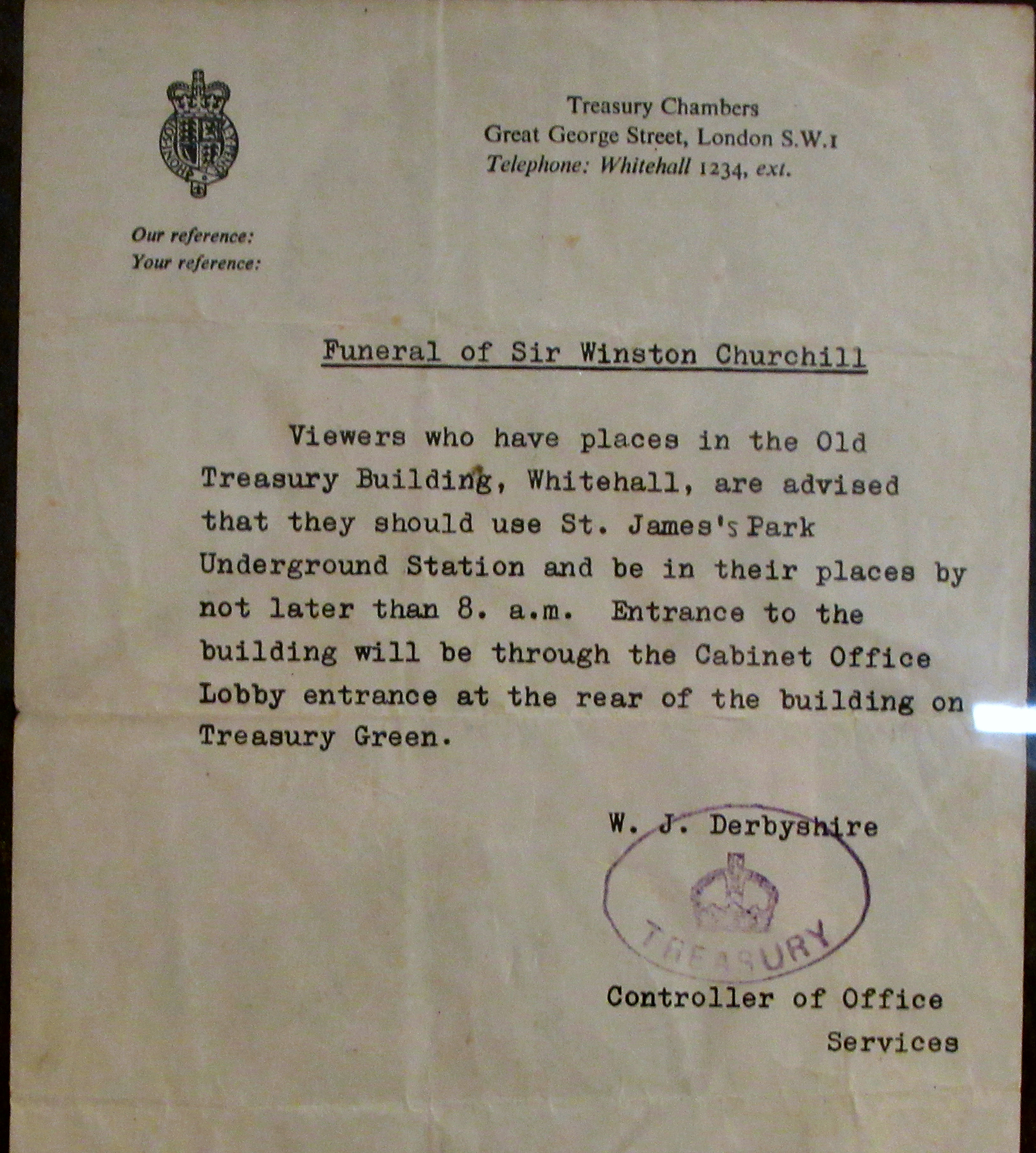 A telegram (Possibly a copy from the Treasury Chambers) for the notification of Sir Winston - Image 2 of 4