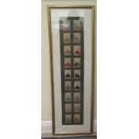 A set of eighteen Japanese allegorical studies  pen & watercolour  bearing text  6" x 31"  framed